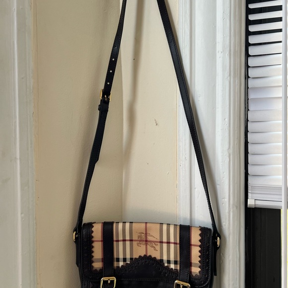 Burberry Doyle Brogues Bag Haymarket Coated Canvas with Leather Small - Picture 9 of 9